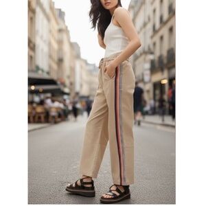 Maeve by Anthropologie High-Rise Side Stripe Oversized Straight Leg Track Pants
